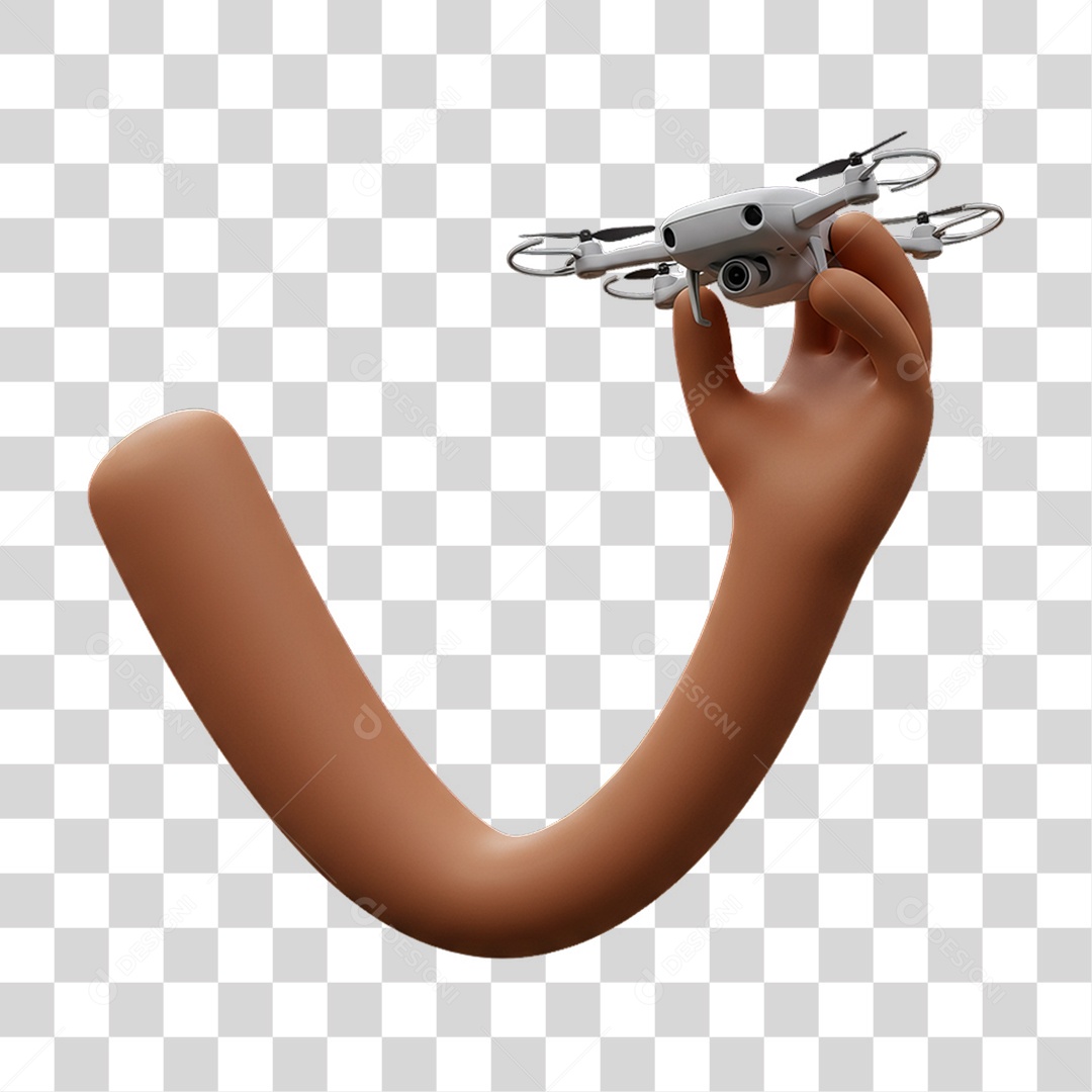 Elemento 3D Mão Segurando Drone PNG Transparente