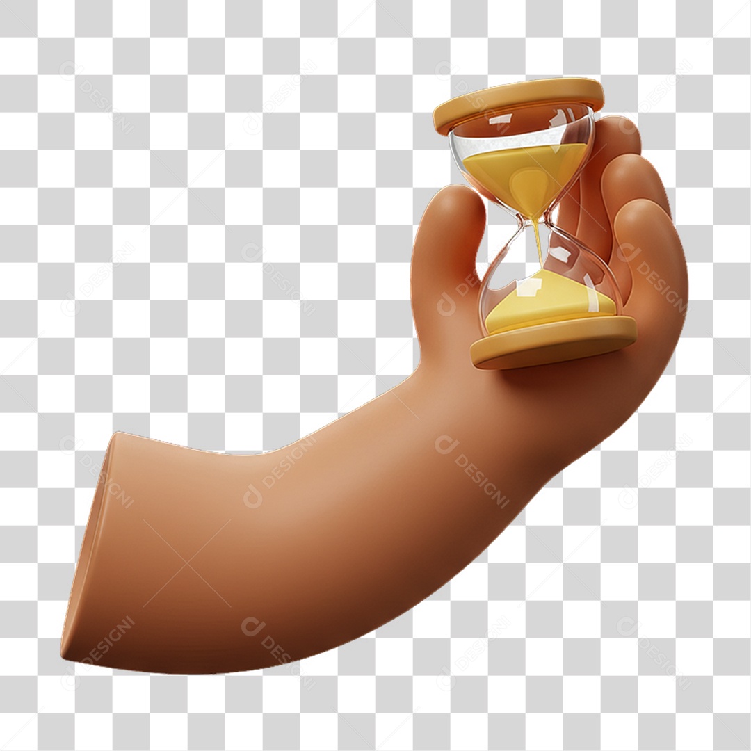 Elemento 3D Mão Segurando Ampulheta PNG Transparente