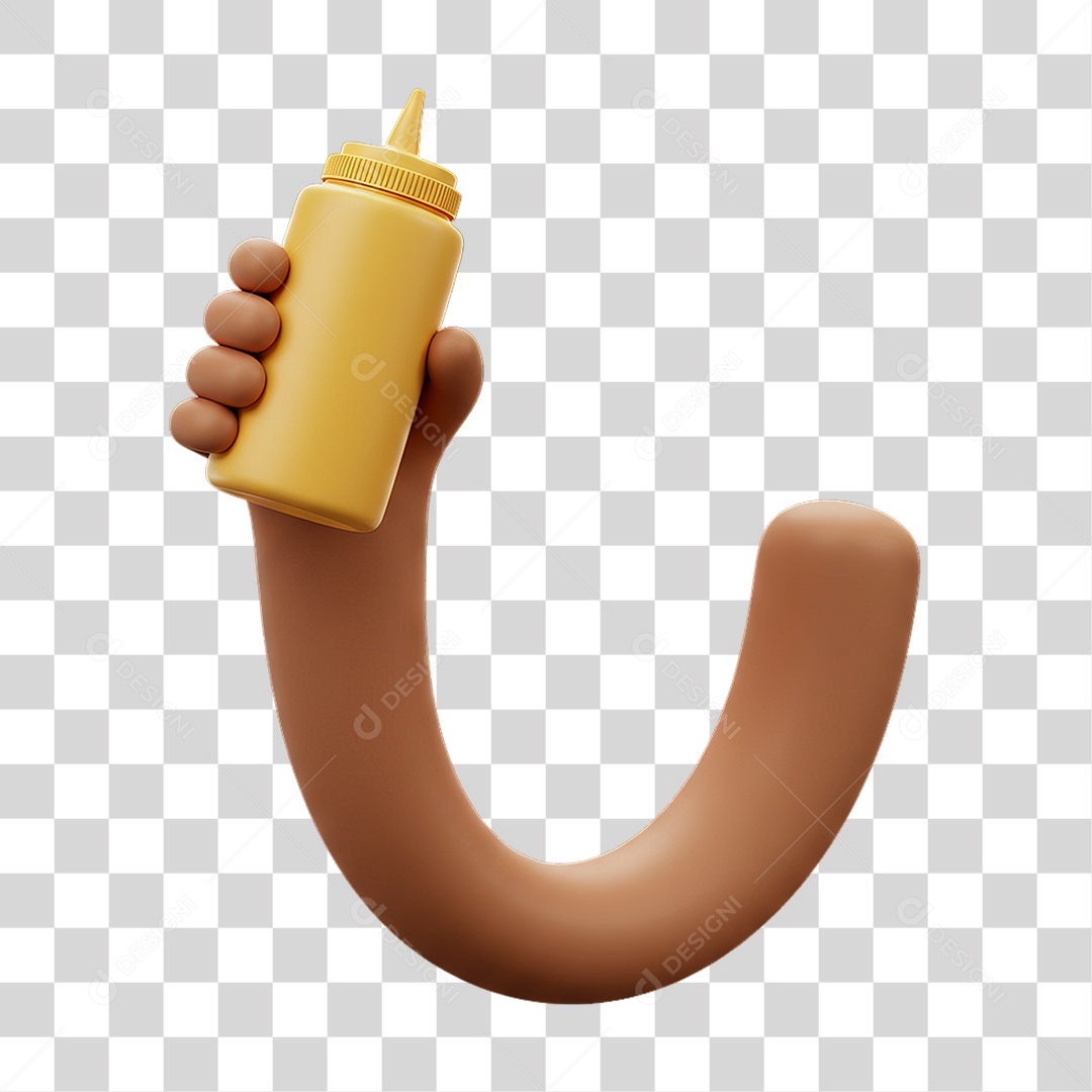 Elemento 3D Mão Segurando Pote de Maionese PNG Transparente