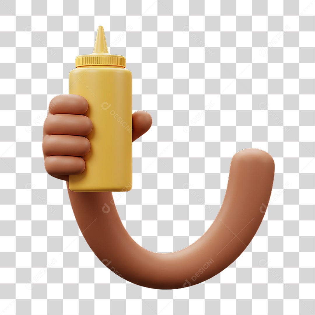 Elemento 3D Mão Segurando Pote de Maionese PNG Transparente