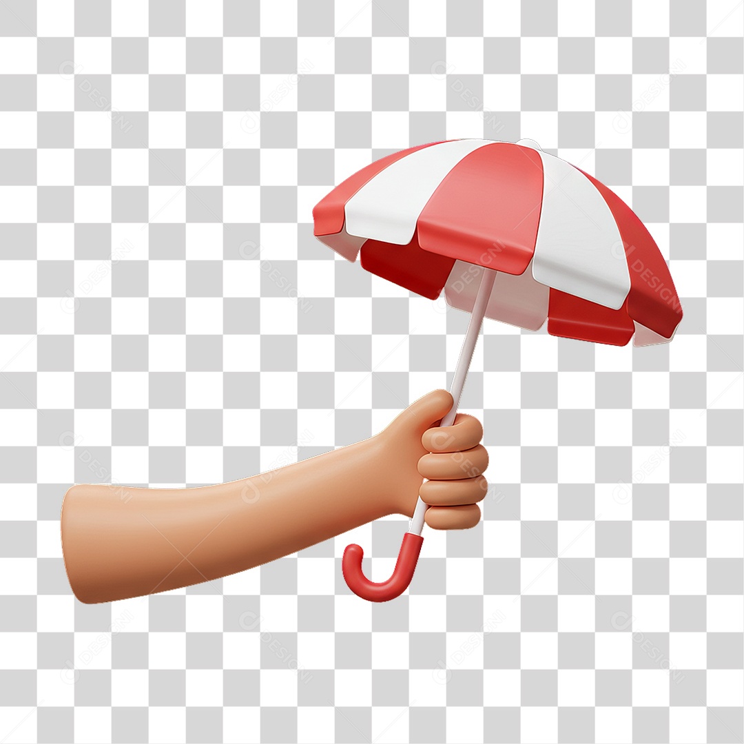 Elemento 3D Mão Segurando Guarda Chuva PNG Transparente