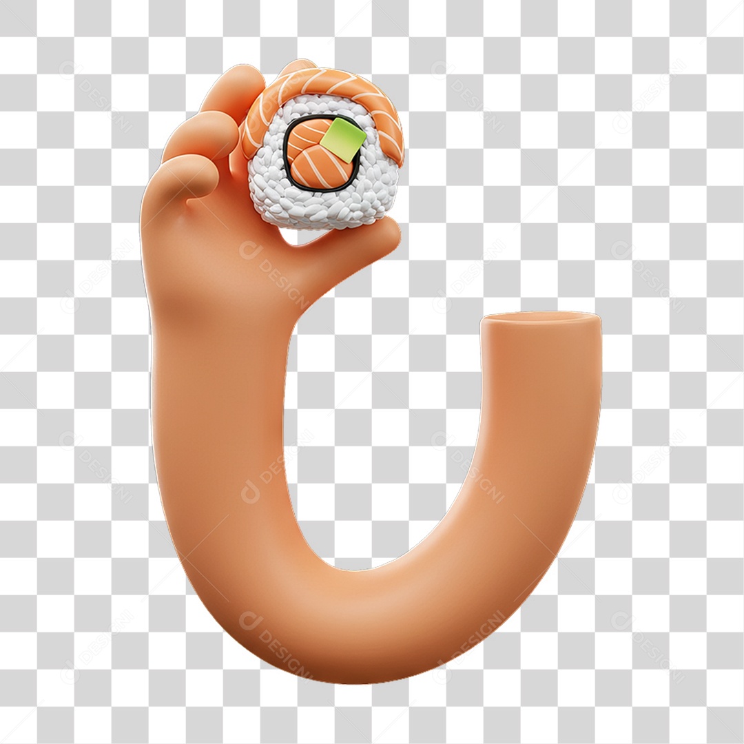Elemento 3D Mão Segurando Sushi PNG Transparente