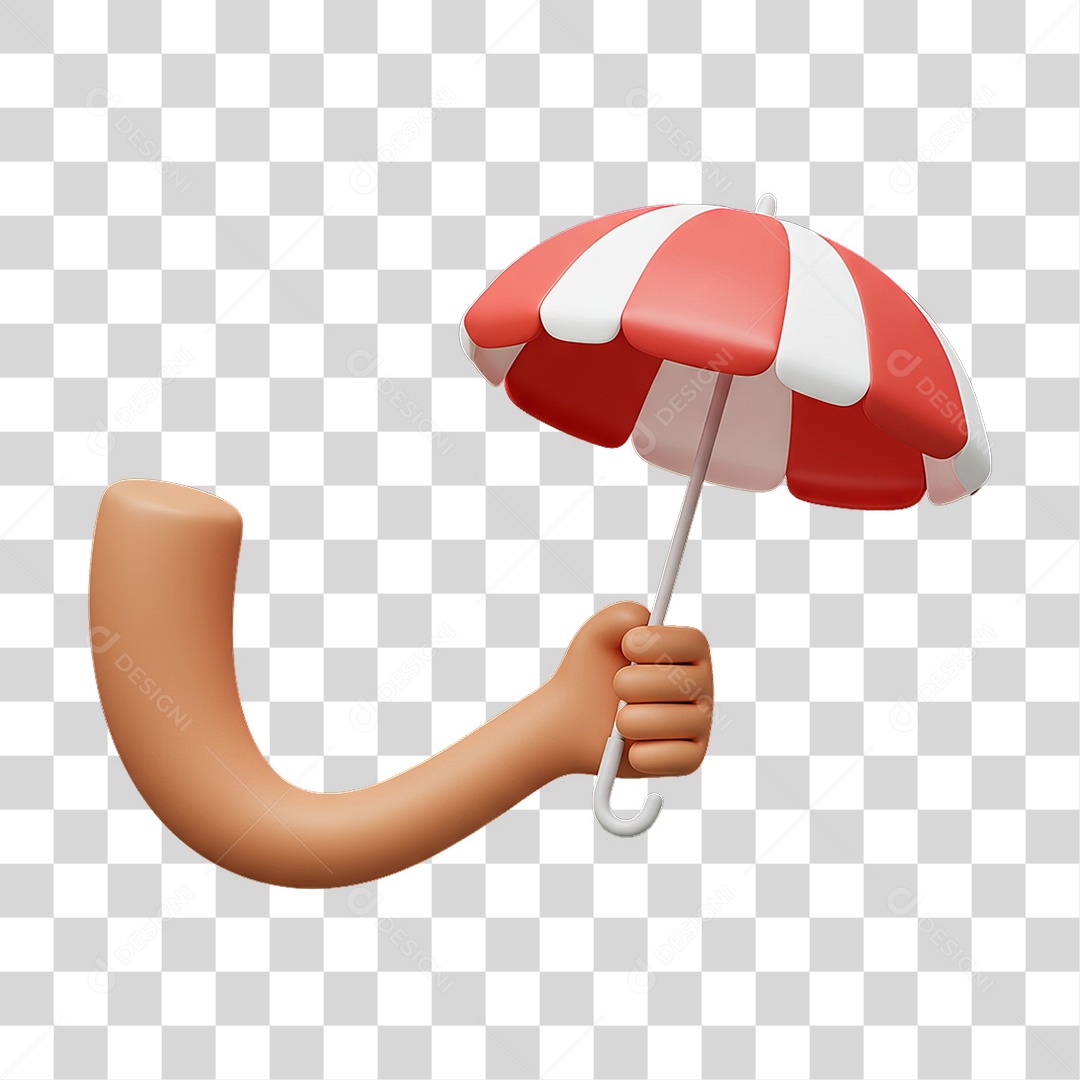 Elemento 3D Mão Segurando Guarda Chuva PNG Transparente