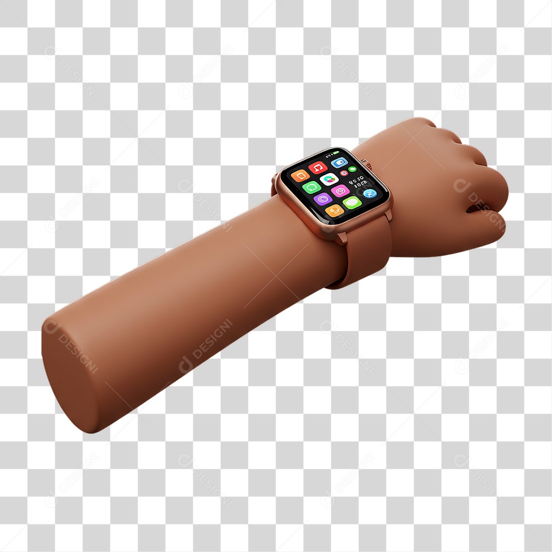 Elemento 3D Mão com Relógio PNG Transparente