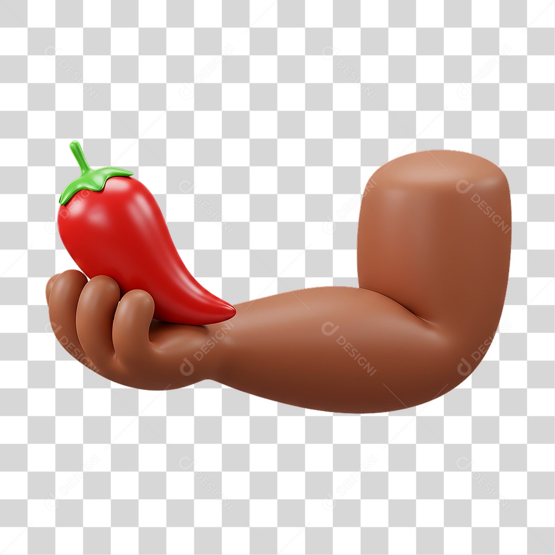 Elemento 3D Mão Segurando Pimenta PNG Transparente