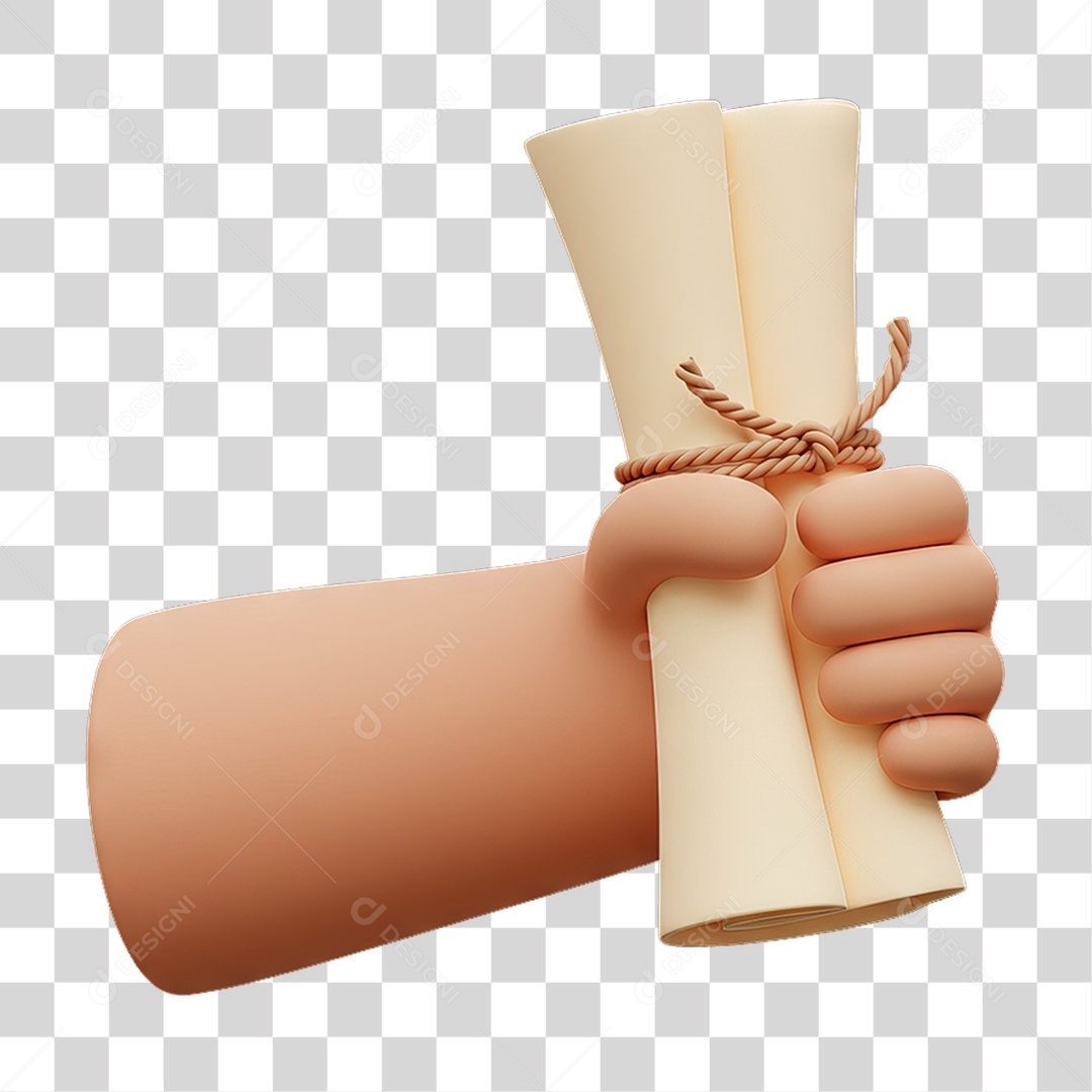 Elemento 3D Mão Segurando Pergaminho PNG Transparente