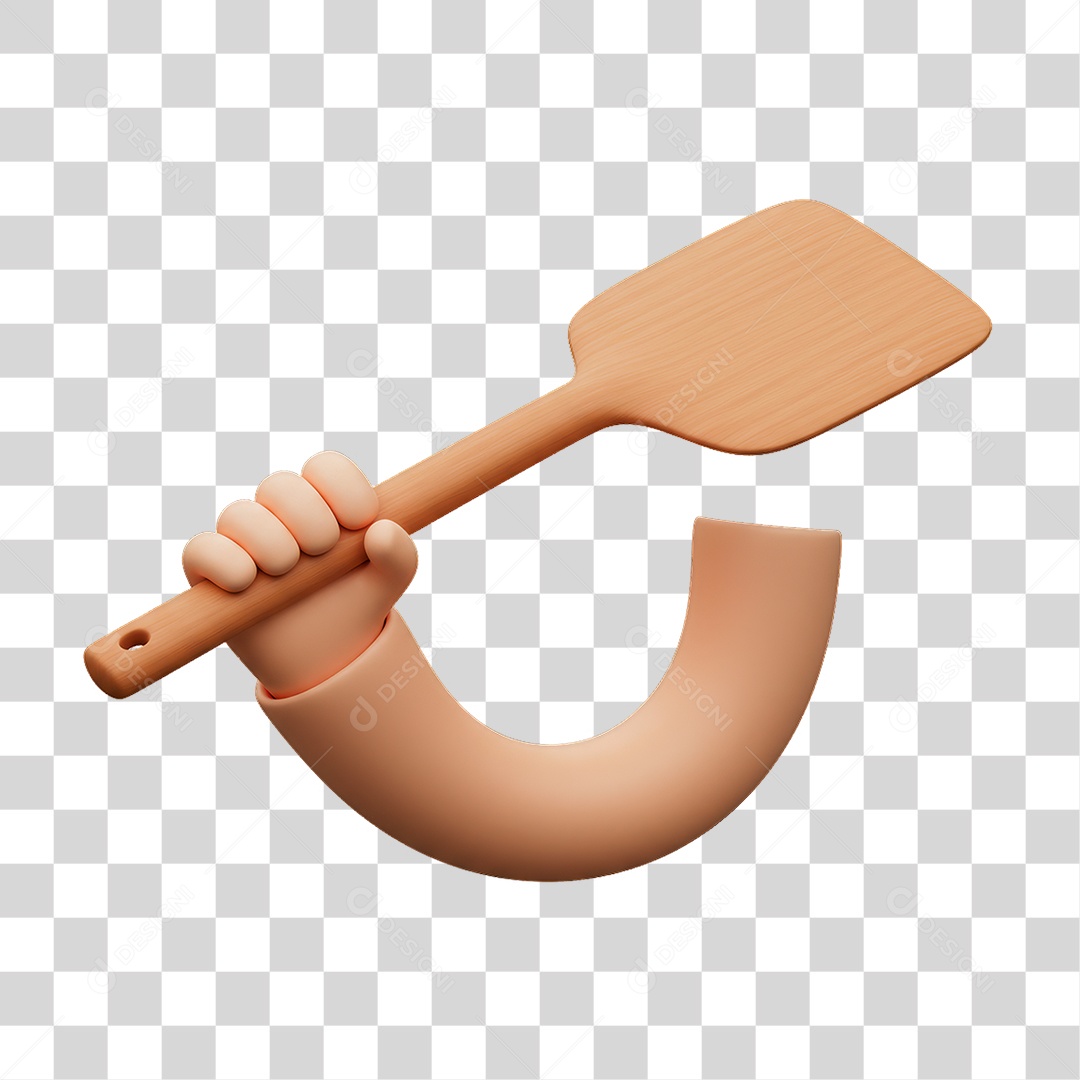Elemento 3D Mão Segurando Espátula PNG Transparente