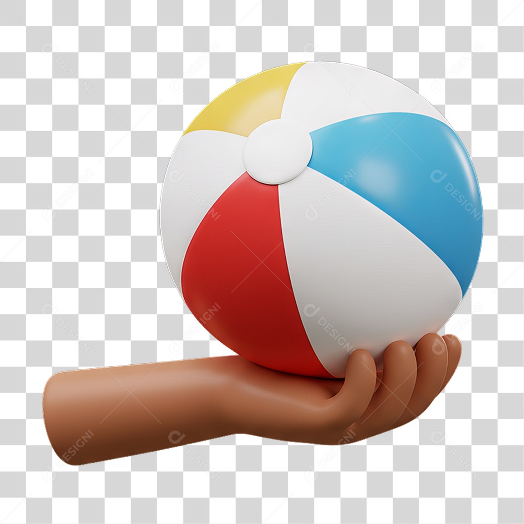 Elemento 3D Mão Segurando Bola de Plástico PNG Transparente