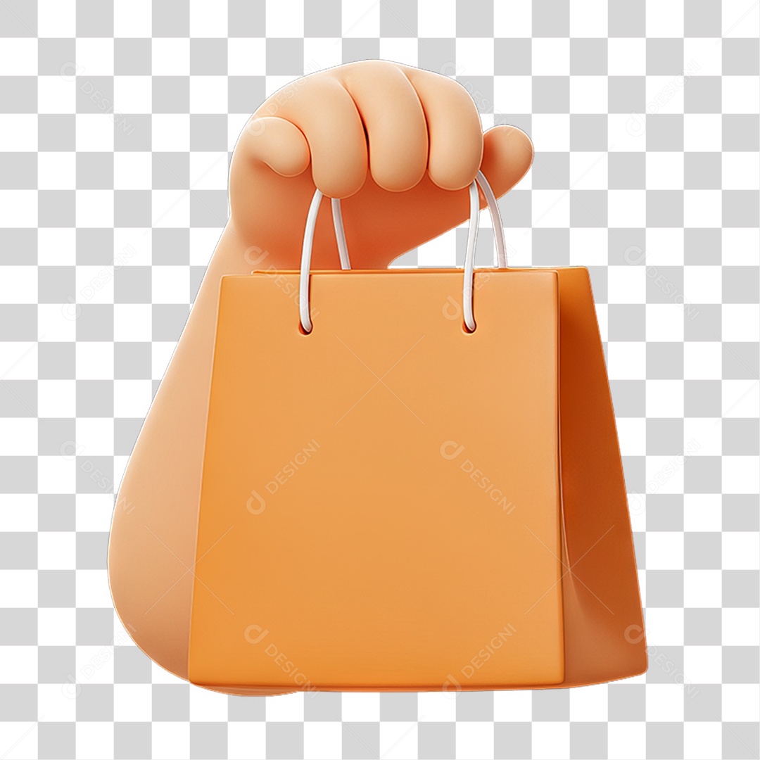 Elemento 3D Mão Segurando Sacola PNG Transparente