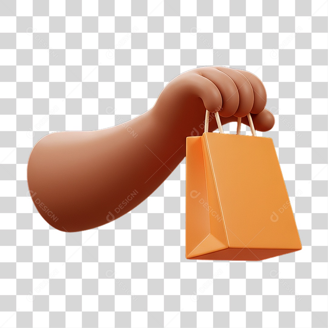 Elemento 3D Mão Segurando Sacola PNG Transparente