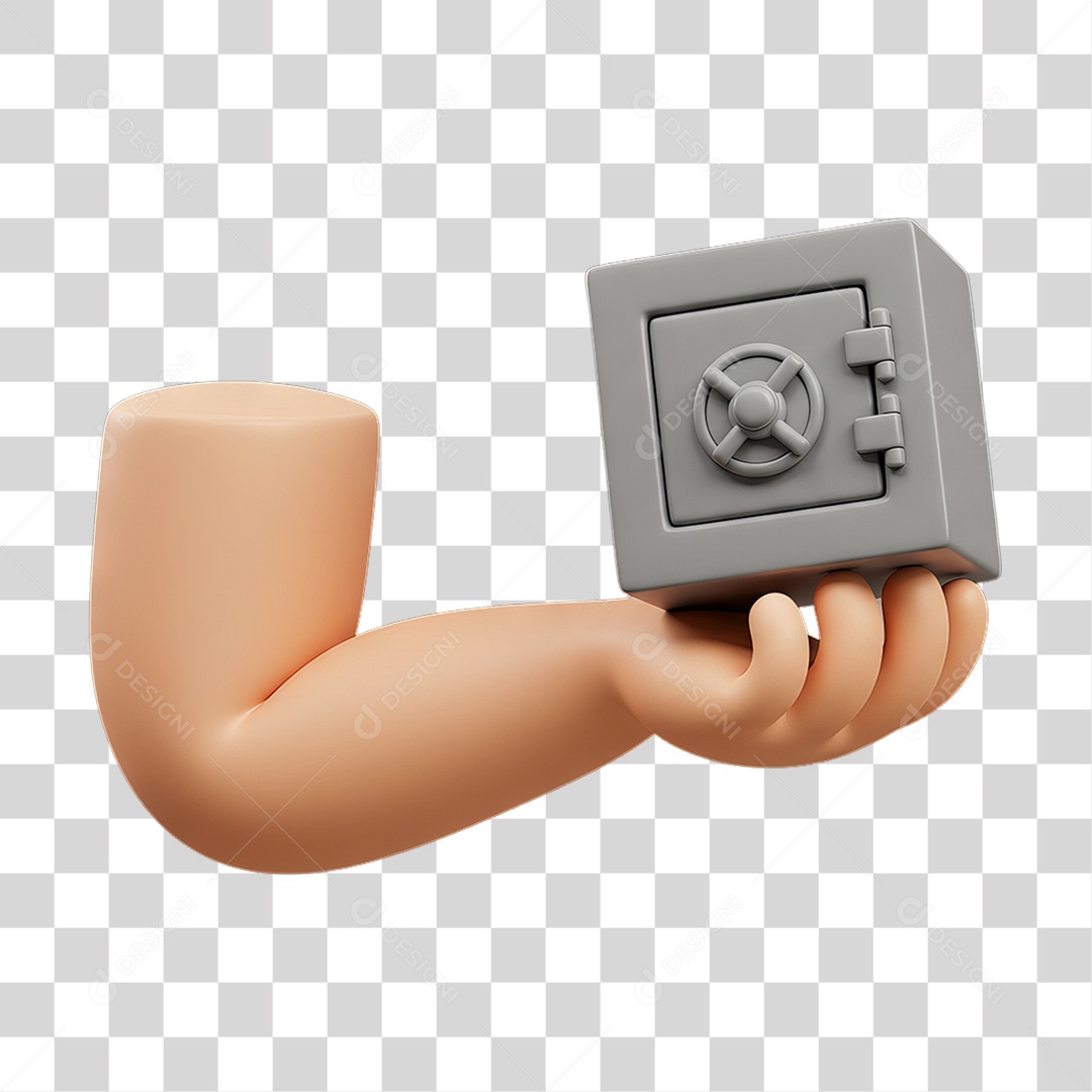 Elemento 3D Mão Segurando Cofre PNG Transparente