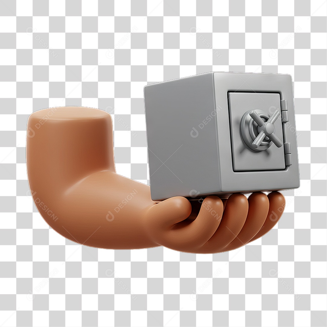 Elemento 3D Mão Segurando Cofre PNG Transparente