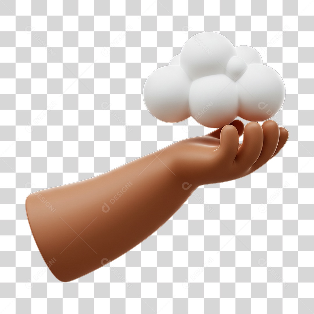 Elemento 3D Mão Segurando Nuvem PNG Transparente