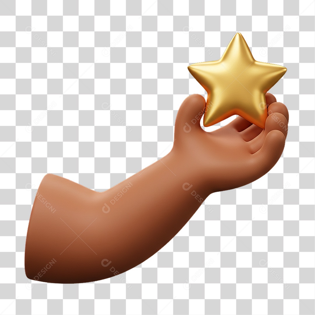 Elemento 3D Mão Segurando Estrela PNG Transparente