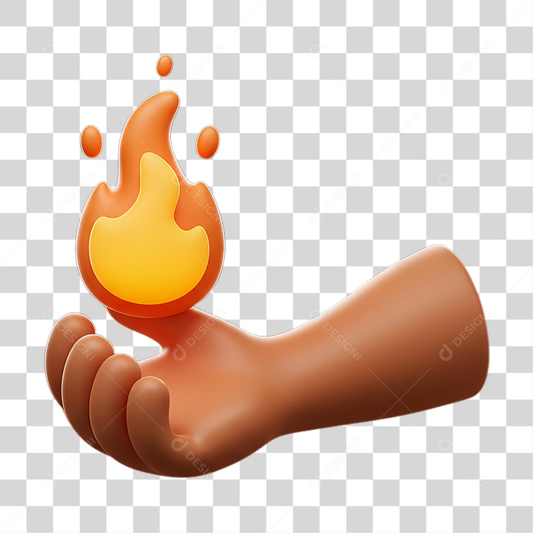 Elemento 3D Mão Segurando Chama PNG Transparente