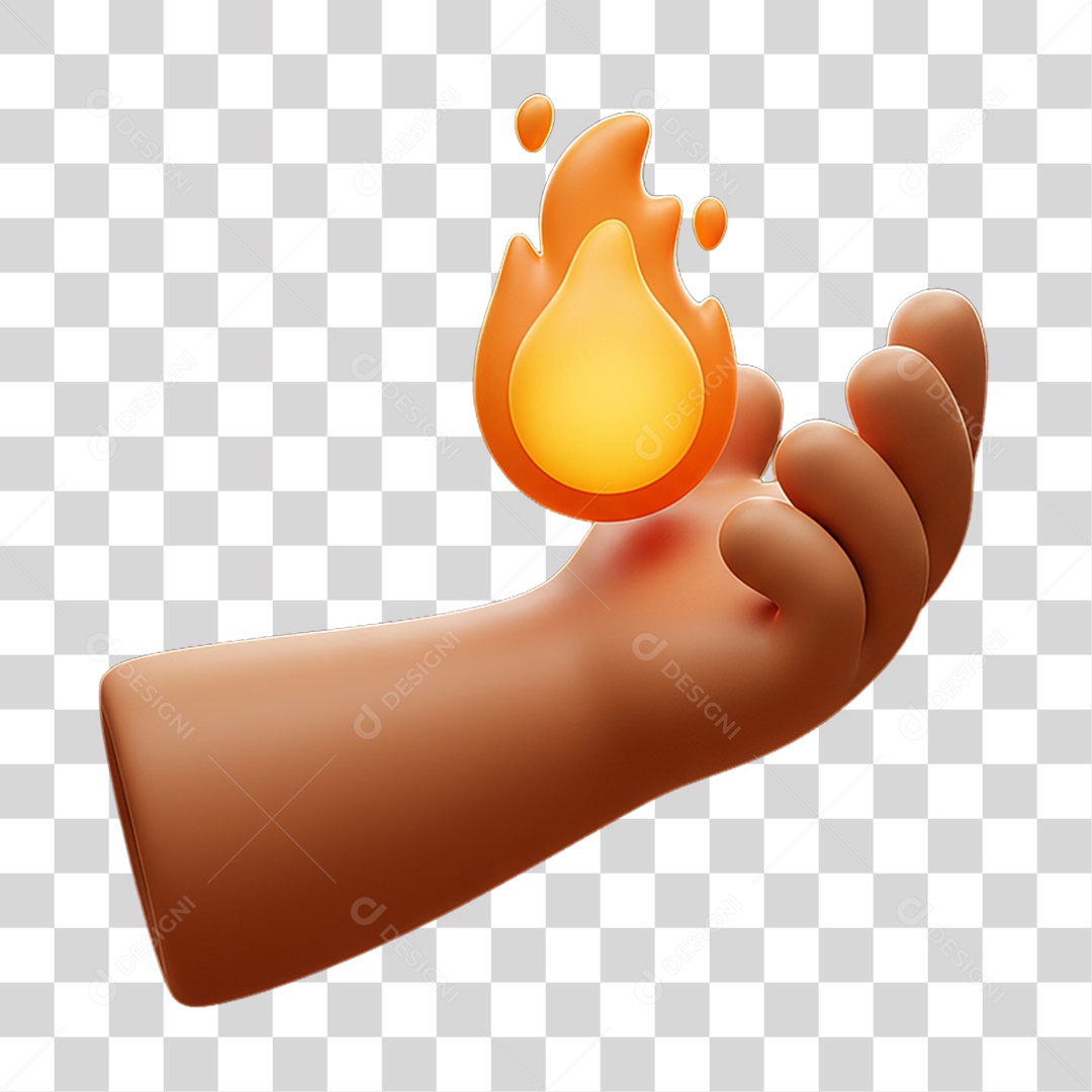 Elemento 3D Mão Segurando Chama PNG Transparente