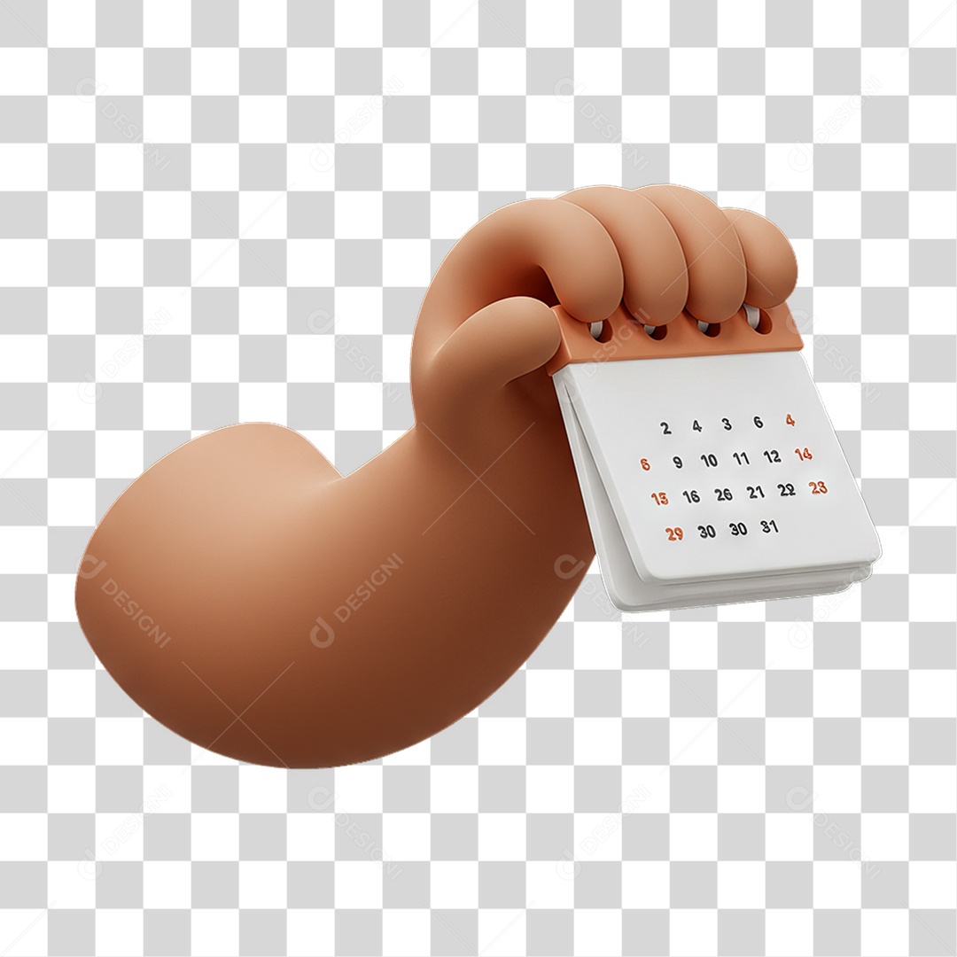 Elemento 3D Mão Segurando Calendário PNG Transparente