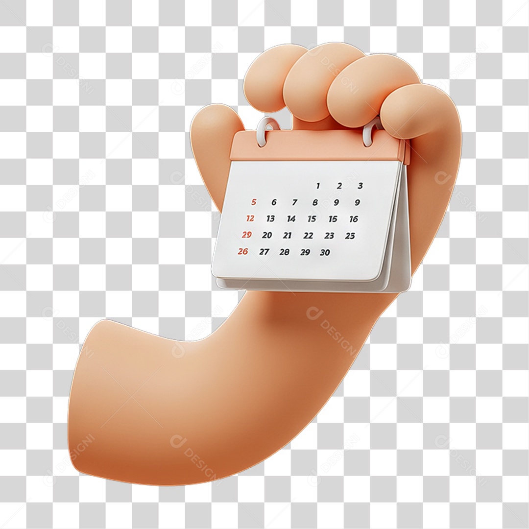 Elemento 3D Mão Segurando Calendário PNG Transparente