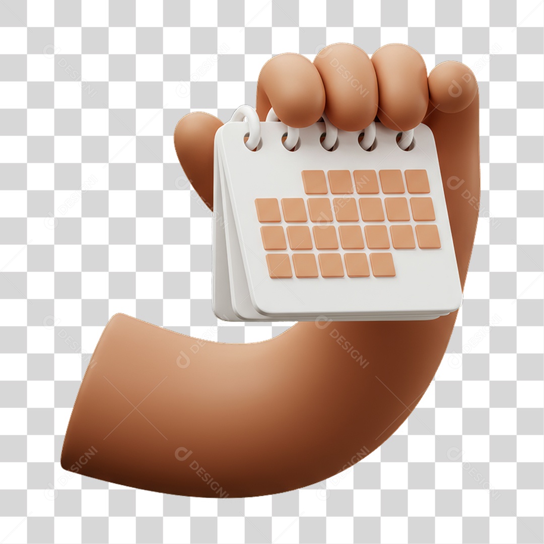 Elemento 3D Mão Segurando Calendário PNG Transparente