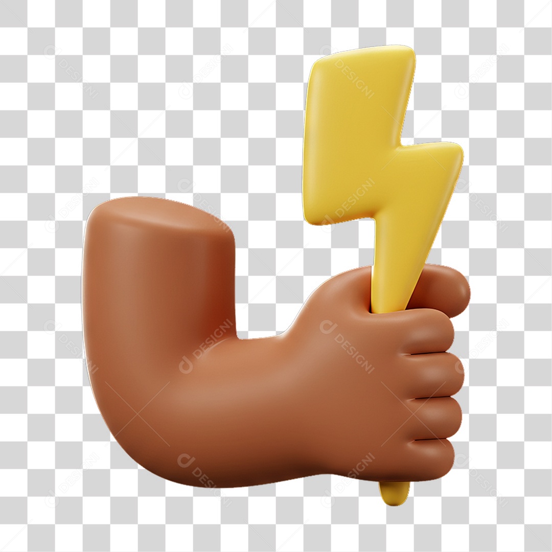 Elemento 3D Mão Segurando Raio PNG Transparente
