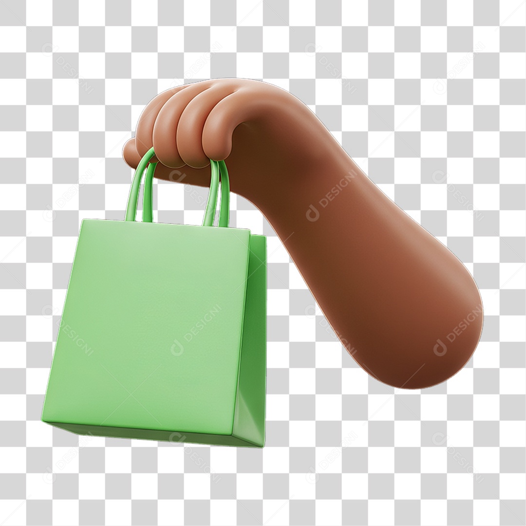 Elemento 3D Mão Segurando Sacola PNG Transparente