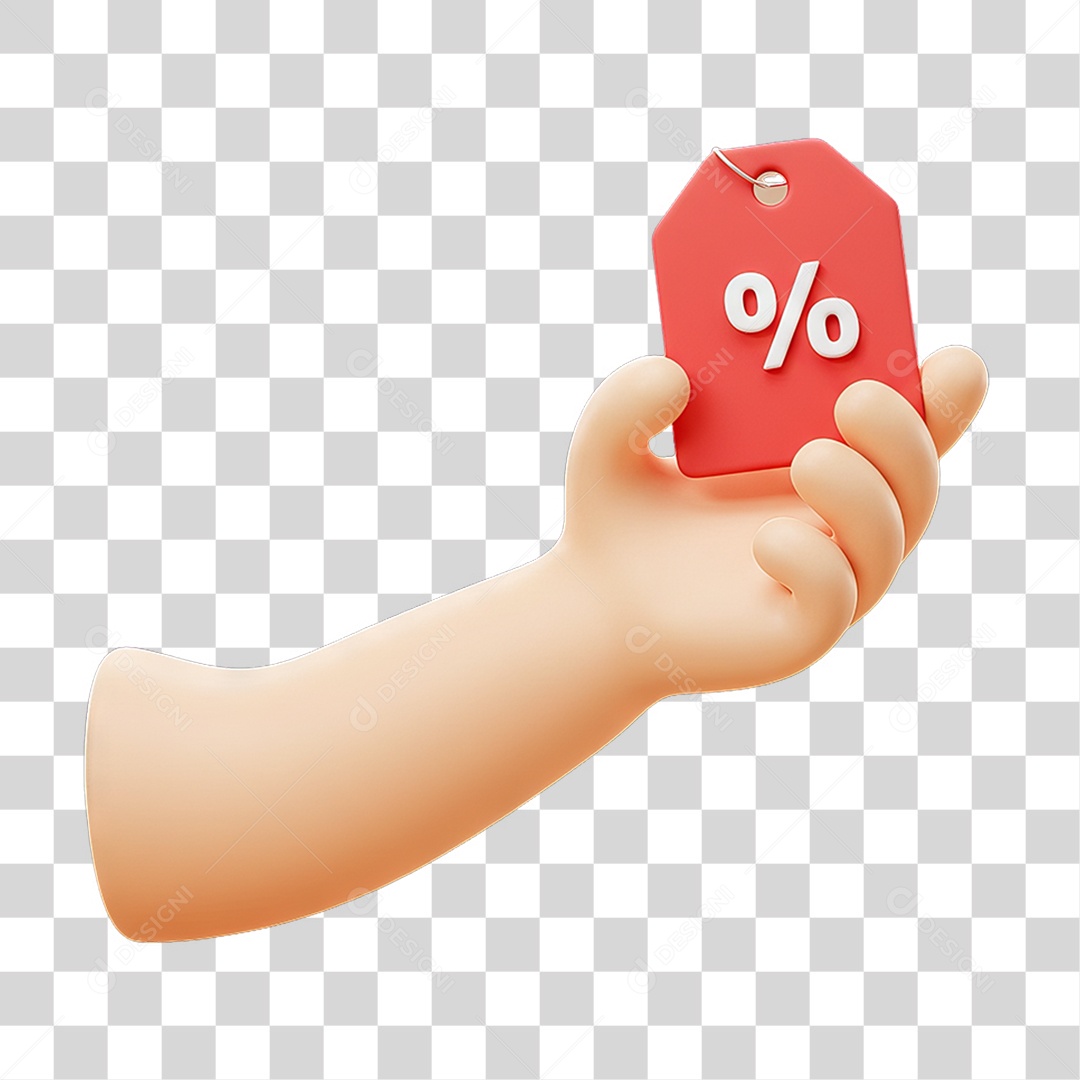 Elemento 3D Mão Segurando Etiqueta PNG Transparente