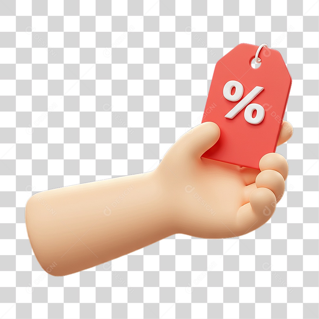 Elemento 3D Mão Segurando Etiqueta PNG Transparente
