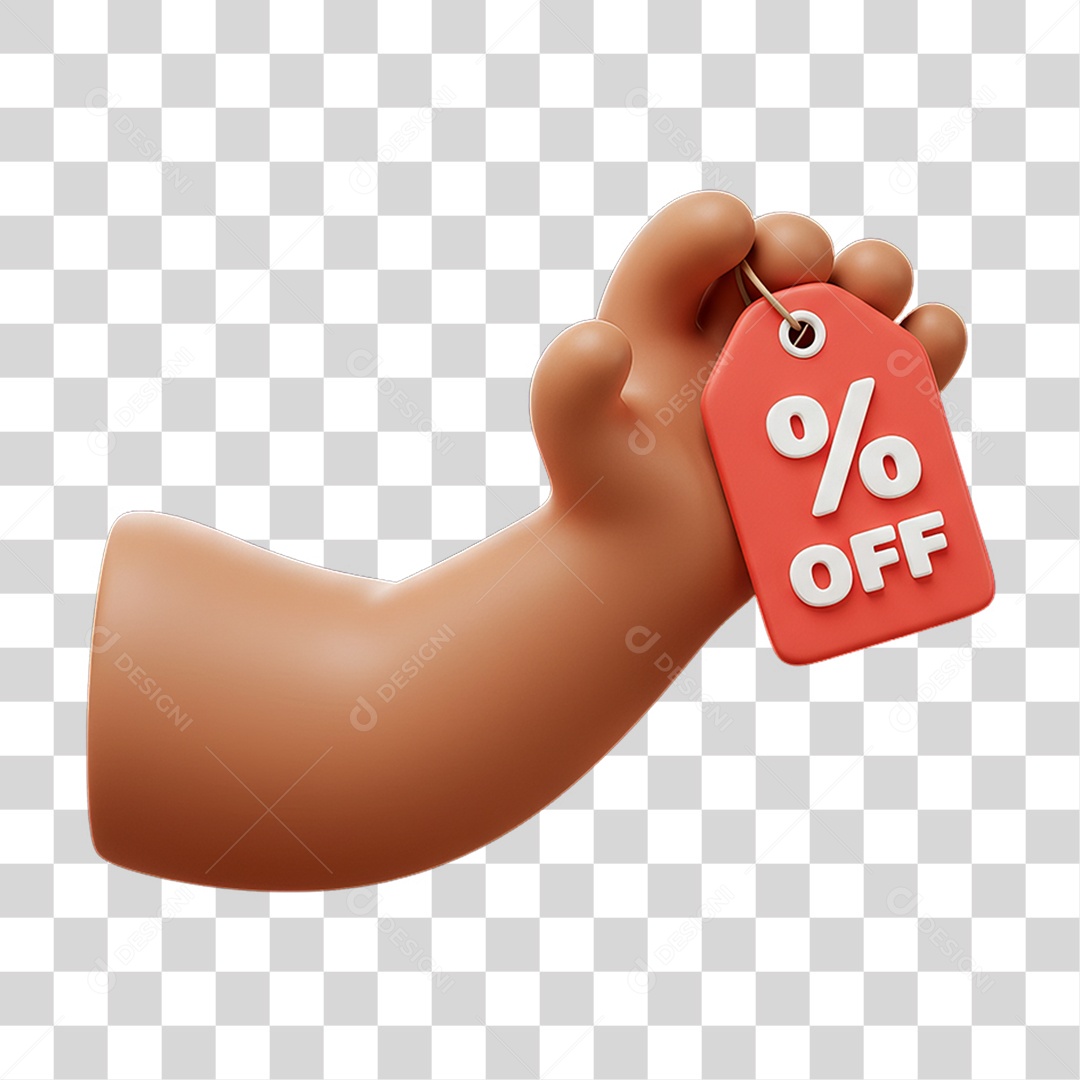 Elemento 3D Mão Segurando Etiqueta PNG Transparente