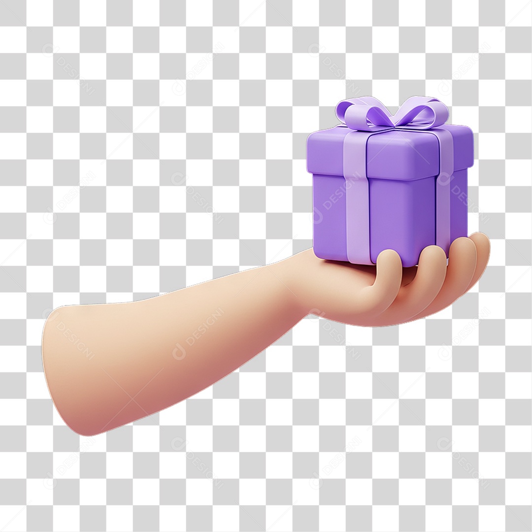 Elemento 3D Mão Segurando Presente PNG Transparente