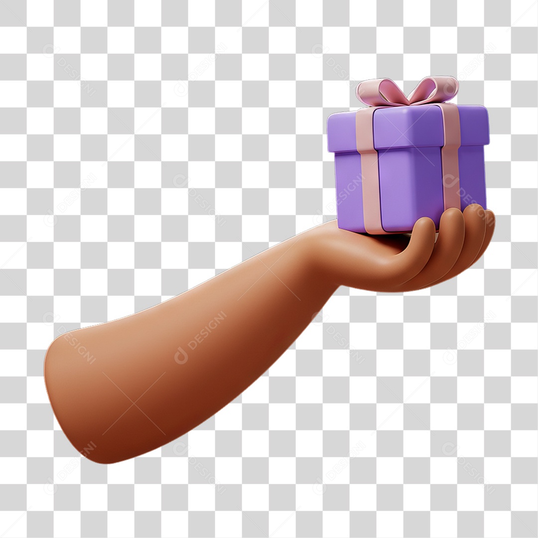 Elemento 3D Mão Segurando Presente PNG Transparente