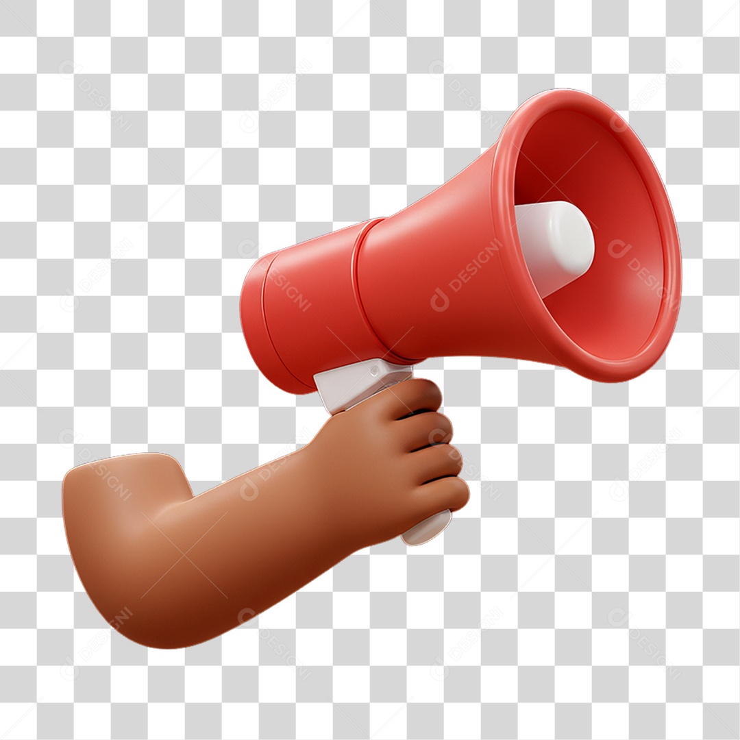 Elemento 3D Mão Segurando Megafone PNG Transparente
