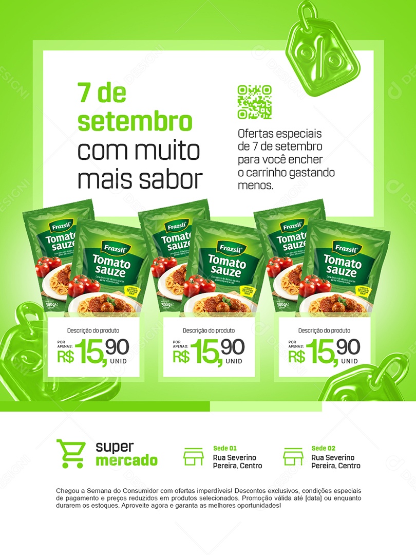 Supermercado Ofertas Especiais 7 de Setembro com Muito Sabor Social Media PSD Editável