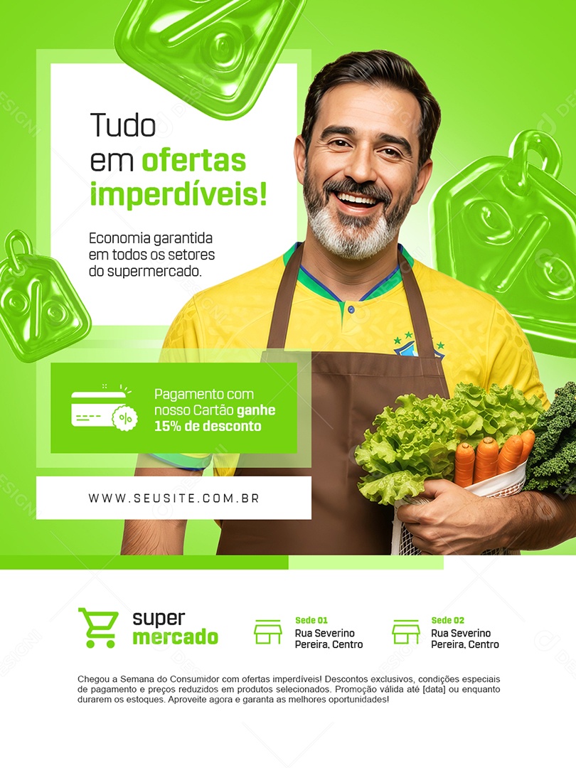 Supermercado Tudo em Ofertas Imperdíveis Hortifruti Social Media PSD Editável