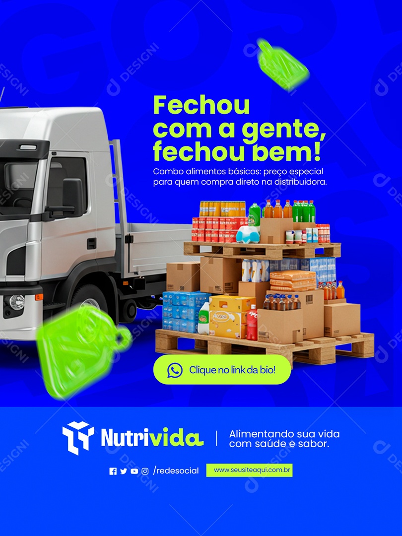 Distribuidora de Alimentos Fechou com a Gente Fechou Bem Social Media PSD Editável