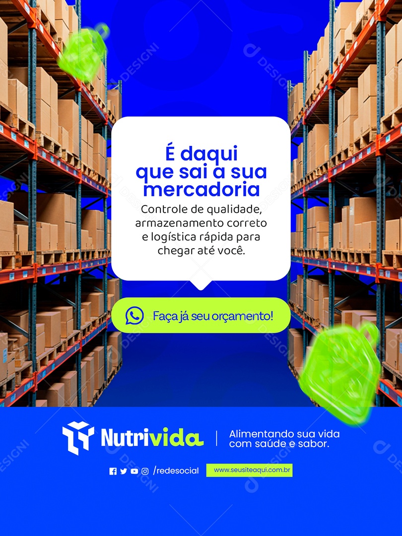 Distribuidora de Alimentos É daqui Que Sai a Sua Mercadoria Social Media PSD Editável