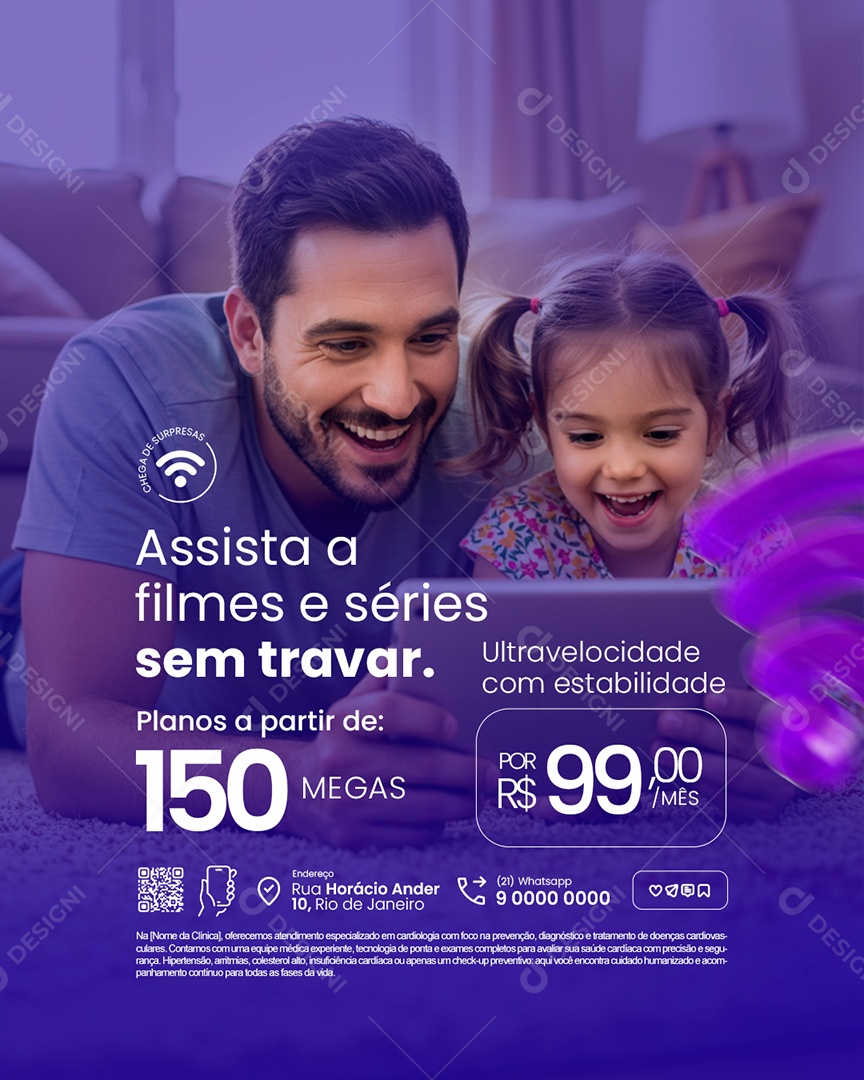Internet Assista a Filmes e Séries sem Travar Social Media PSD Editável