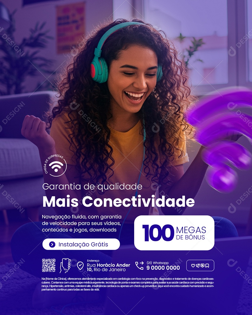 Internet Garantia de Qualidade Mais Conectividade Social Media PSD Editável