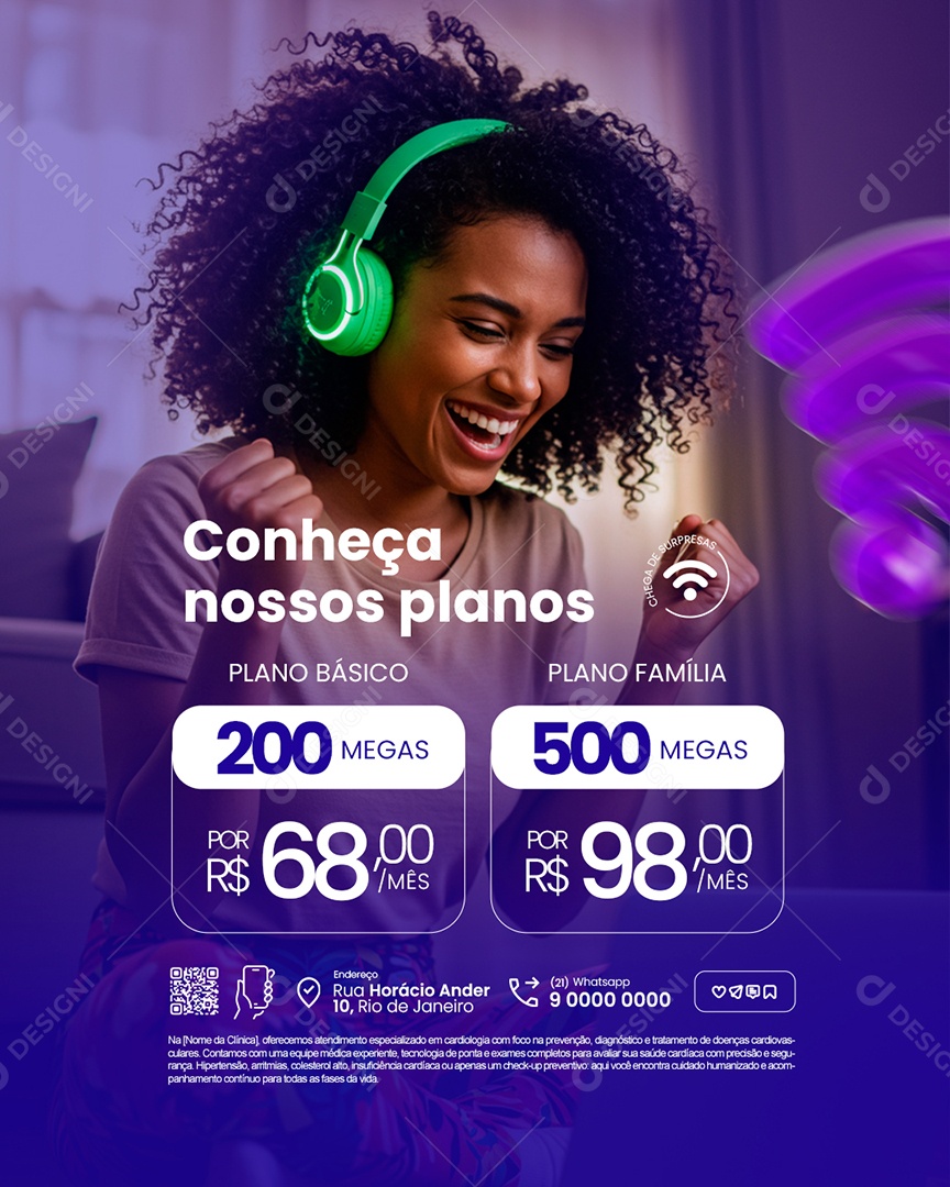 Internet Conheça Nossos Planos Plano Básico Plano Família Social Media PSD Editável