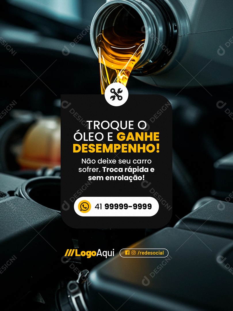 Oficina Troca de Óleo Ganhe Desempenho Social Media PSD Editável
