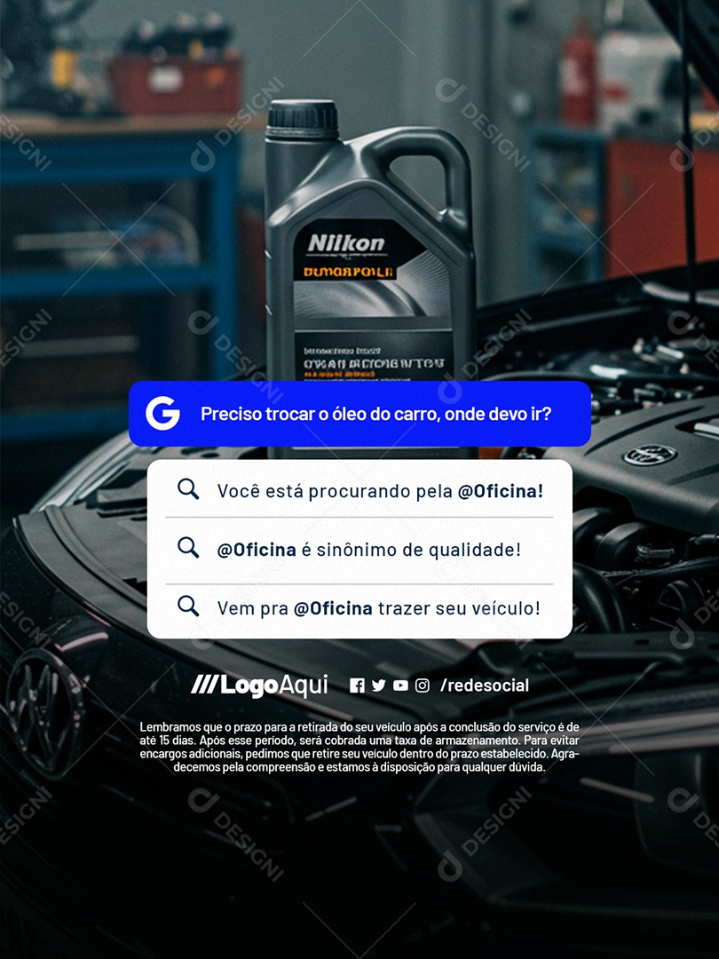 Oficina Troca de Óleo Sinônimo de Qualidade Social Media PSD Editável