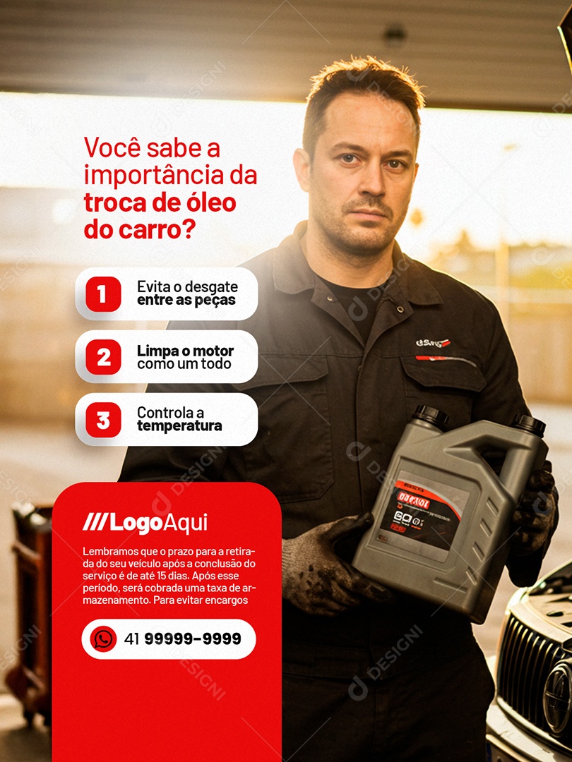 Você Sabe a Importância da Troca de Óleo do Carro Social Media PSD Editável