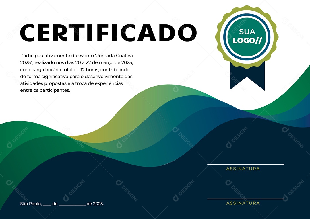 Certificado Jornada Criativa 2025 Vetor AI + EPS Editável