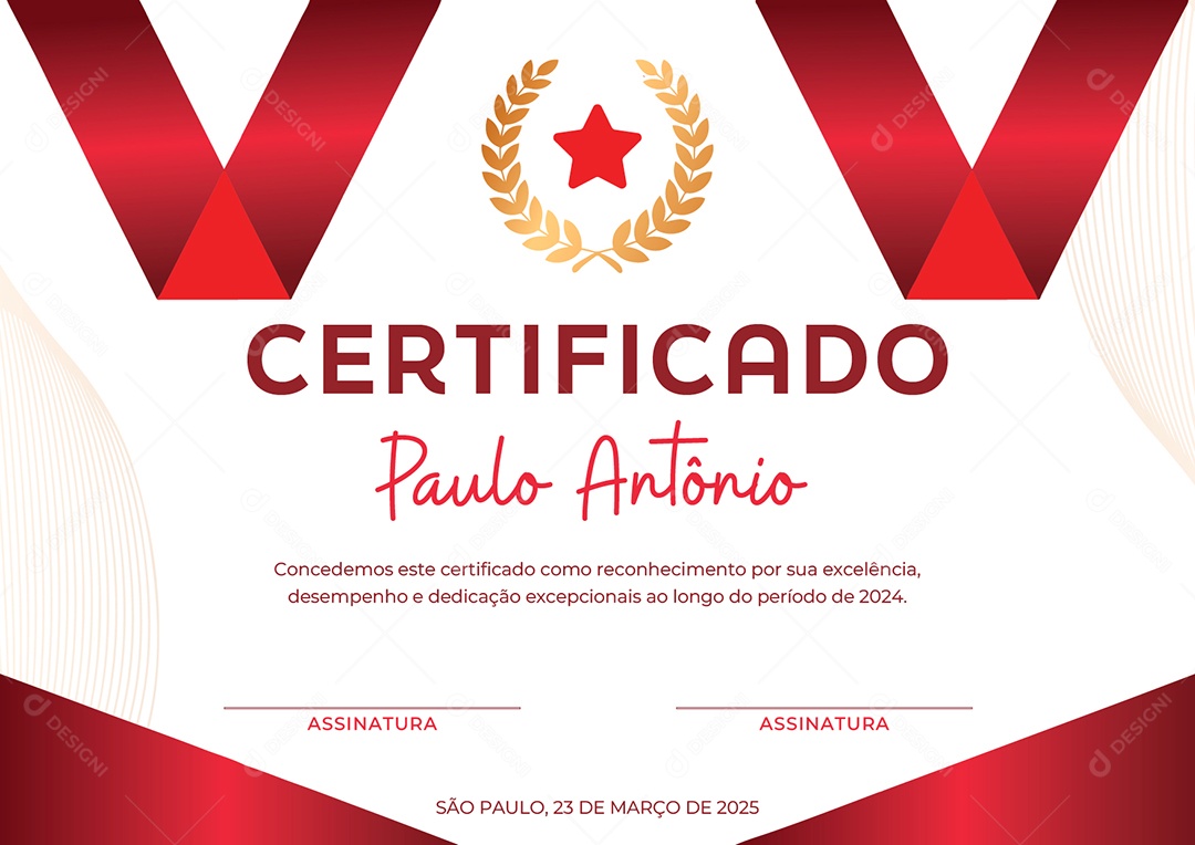 Certificado Paulo Antônio Vetor AI + EPS Editável