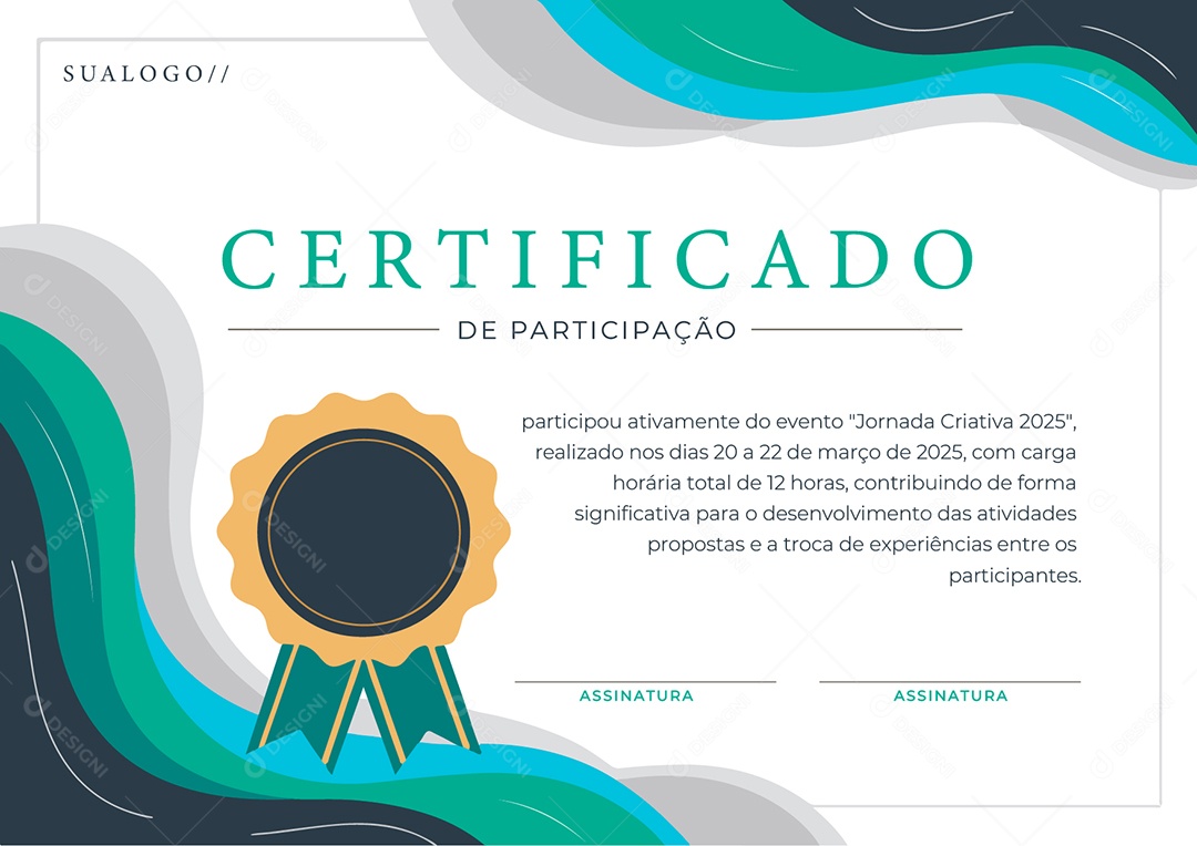 Certificado de Participação Jornada Criativa 2025 Vetor AI + EPS Editável