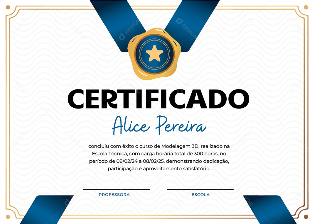 Certificado Curso de Modelagem 3D Vetor AI + EPS Editável