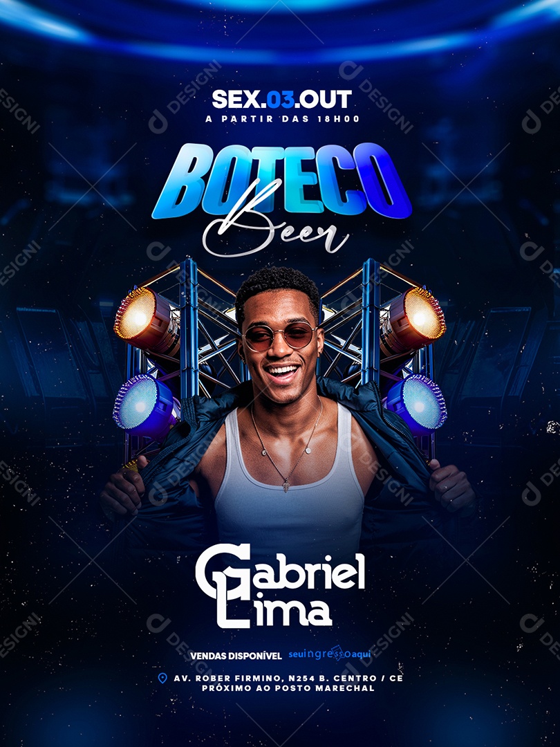 Flyer Boteco Beer Gabriel Lima Social Media PSD Editável