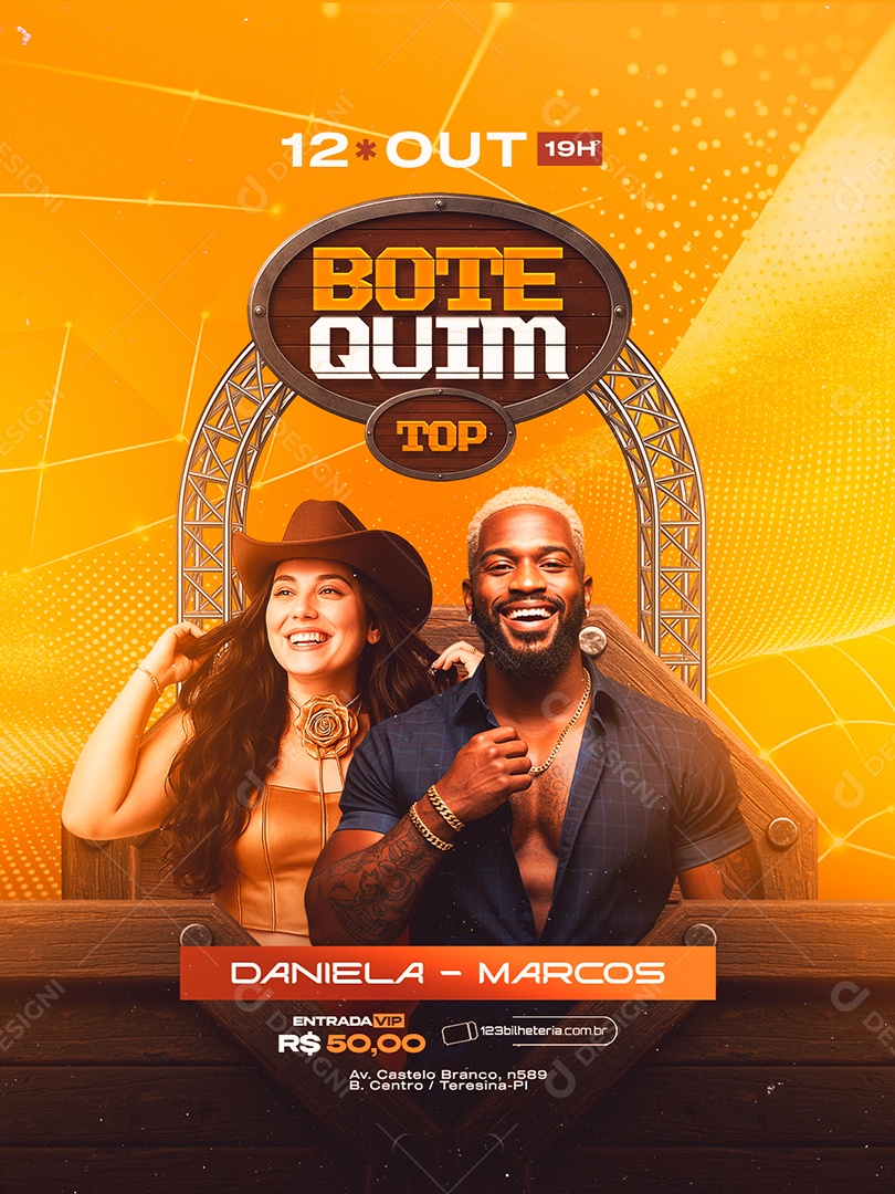 Flyer Botequim Top Daniela e Marcos Social Media PSD Editável
