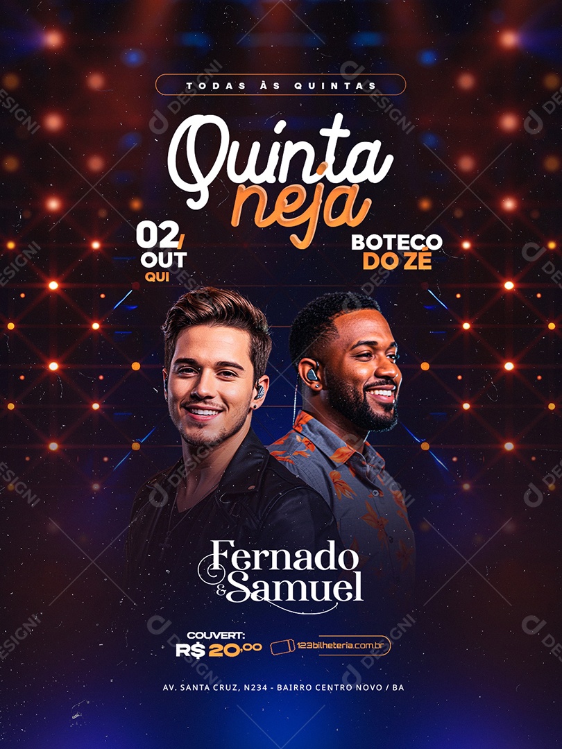 Flyer Quintaneja Fernado e Samuel Social Media PSD Editável