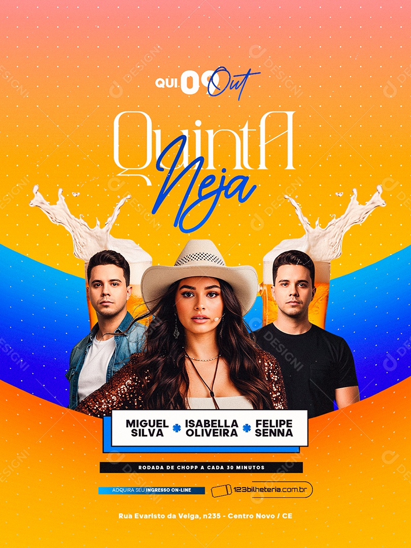 Flyer Quintaneja Rodada de Chopp Social Media PSD Editável