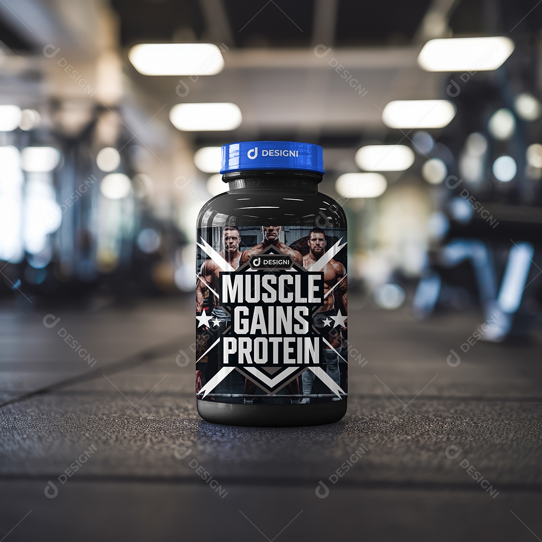 Mockup Pote de Suplemento para Musculação PSD Editável